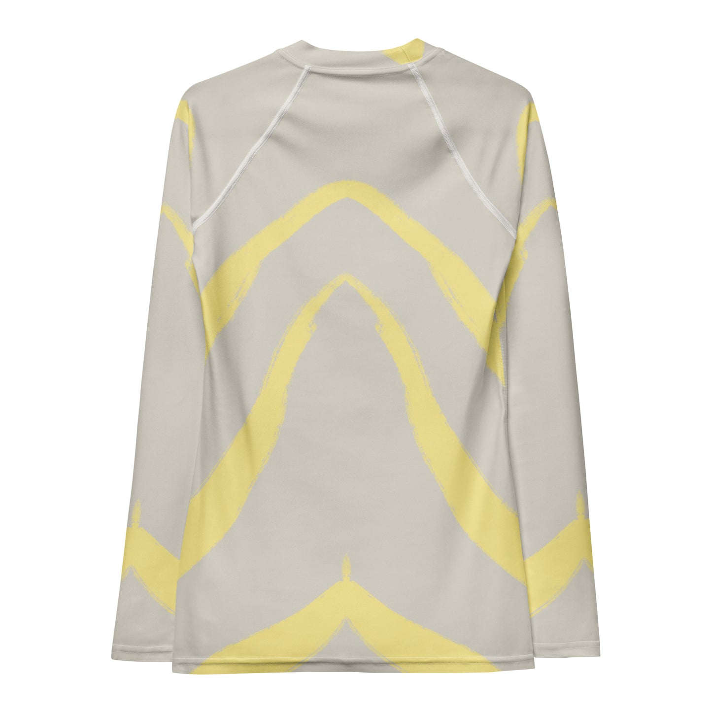 Flat lay of Panther & Palm women’s butter yellow rash guard with UPF 50+ protection and soft spandex-poly blend, perfect for active days.