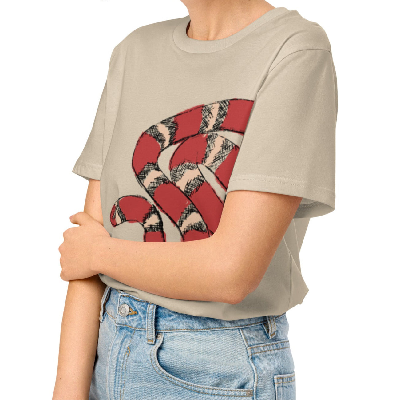 Unisex Snake Sketch T-Shirt, 100% Organic Cotton Graphic Tee, Summer Fashion Staple, Hand-Drawn Wildlife Design, Ethical & Stylish Gift Idea