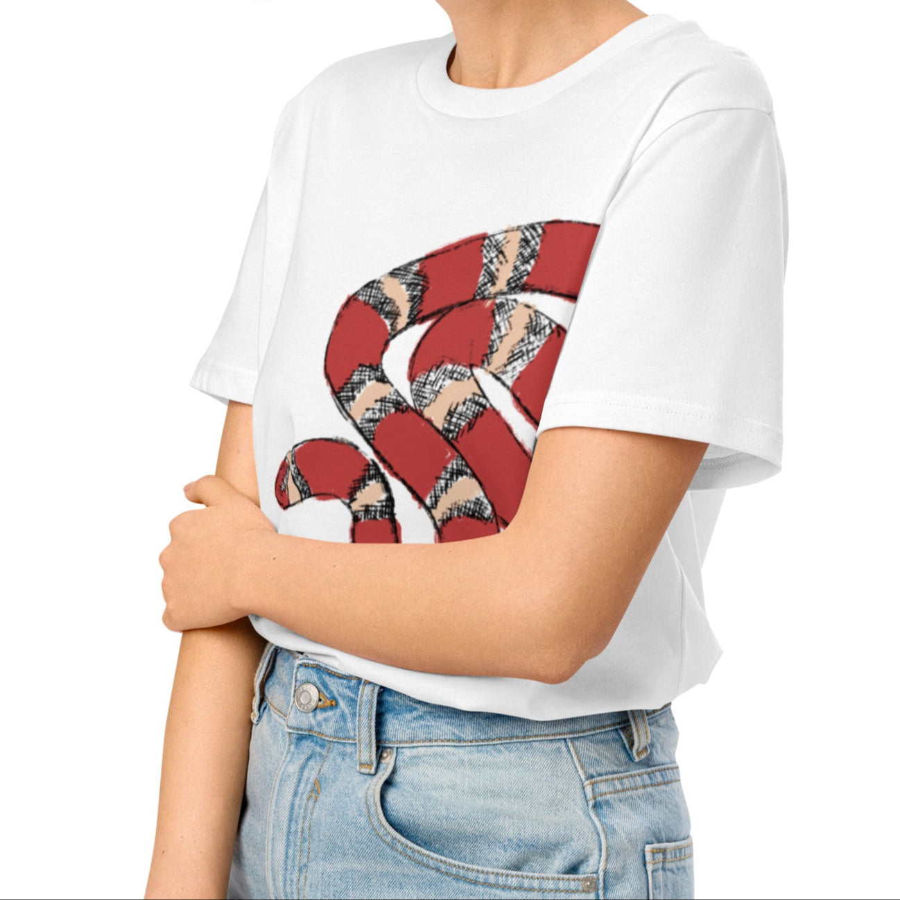 Unisex Snake Sketch T-Shirt, 100% Organic Cotton Graphic Tee, Summer Fashion Staple, Hand-Drawn Wildlife Design, Ethical & Stylish Gift Idea
