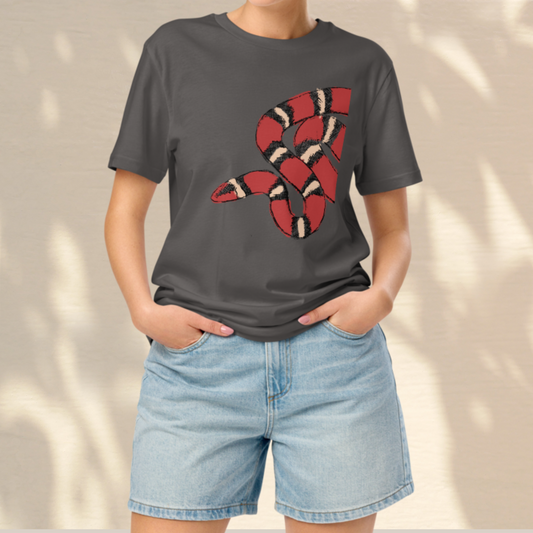 Unisex Snake Sketch T-Shirt, 100% Organic Cotton Graphic Tee, Summer Fashion Staple, Hand-Drawn Wildlife Design, Ethical & Stylish Gift Idea