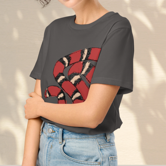 Unisex Snake Sketch T-Shirt, 100% Organic Cotton Graphic Tee, Summer Fashion Staple, Hand-Drawn Wildlife Design, Ethical & Stylish Gift Idea