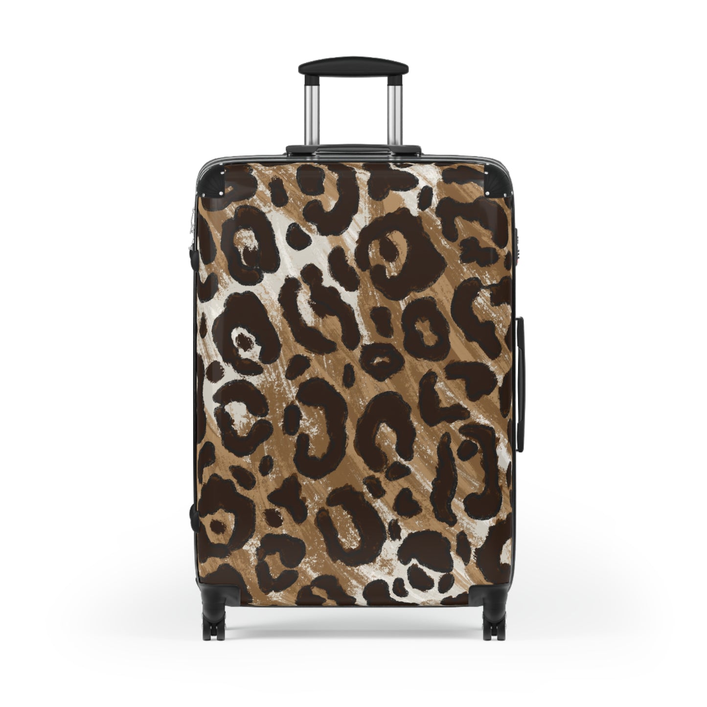 Leopard Print Durable Luggage with Wheels & Lock