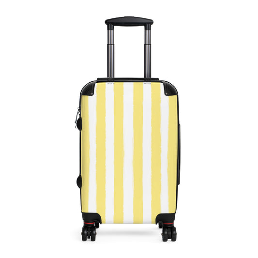 Butter Yellow Striped Spinner Luggage