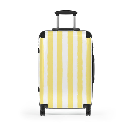 Butter Yellow Striped Spinner Luggage