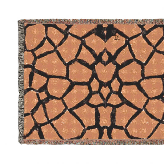 Woven Giraffe Print Blanket, Neutral Animal Print Throw for Timeless Interiors, 100% Cotton Tapestry, Safari-Inspired Home Decor Gift