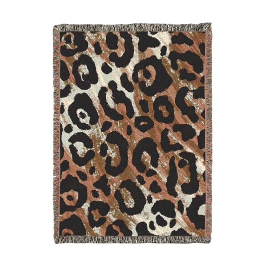 Leopard Print Woven Blanket, Safari Animal Throw, 100% Cotton Home Decor, Bedding Tapestry, Large Wall Hanging, Mother's Day Cozy Gift